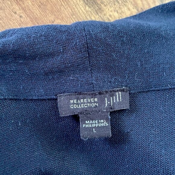 J Jill Womens Charcoal Gray Cardigan Sz L Open Front Drapy Lightweight Knit - Picture 6 of 6